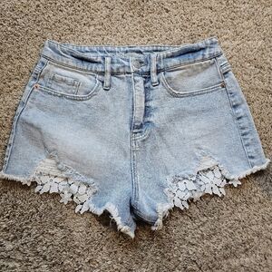 Wild Fable Light Blue Jean Shorts with Lace Detail